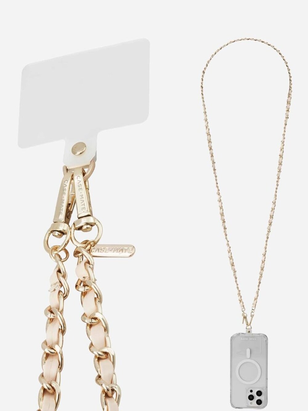 Crossbody Phone Lanyard/Chain - Gold Chain Tan Leather